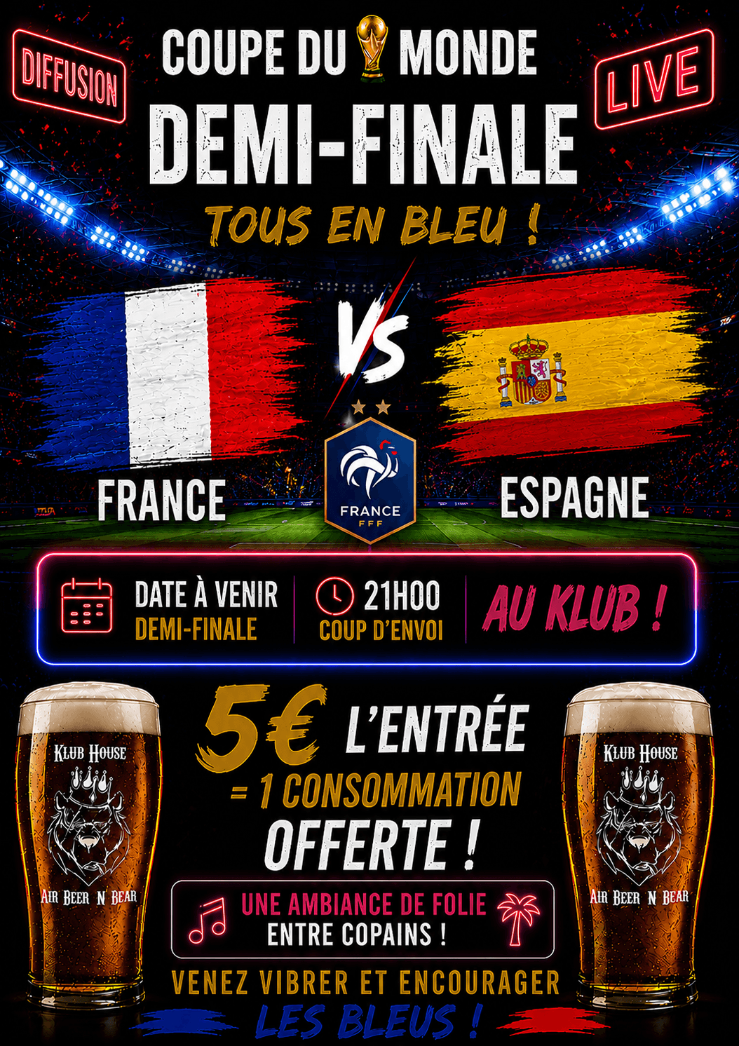 ⚽ Coupe du Monde — Demi-finales - FRANCE-ESPAGNE