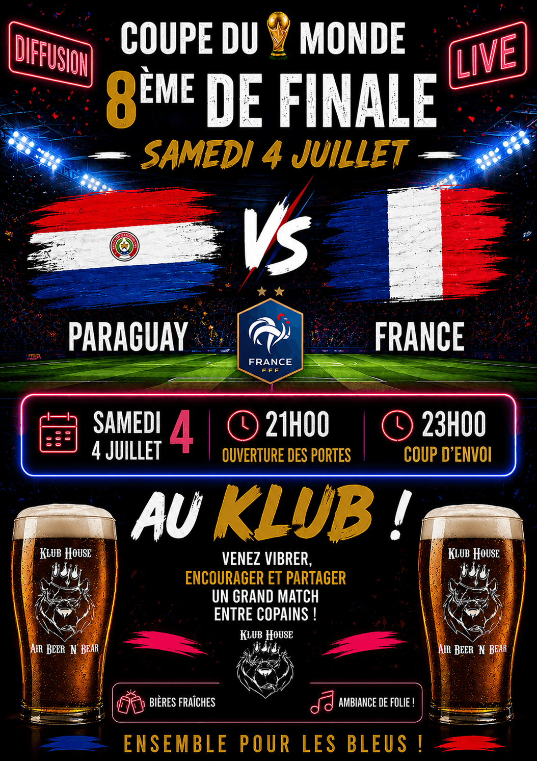 ⚽ PARAGUAY- FRANCE - Coupe du Monde — 8es de Finale